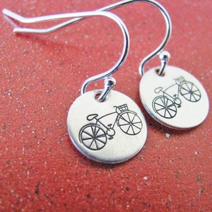 sterling silver bicycle earrings image 1