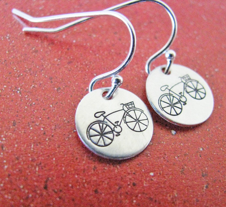 sterling silver bicycle earrings image 1