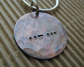 rustic copper Morse Code key chain