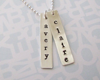 custom silver double tag necklace