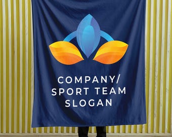 Custom Logo and Text Blanket, Personalized Business Company School Sports Teams Logo Text Blanket Birthday Retirement Christmas Gift for Him
