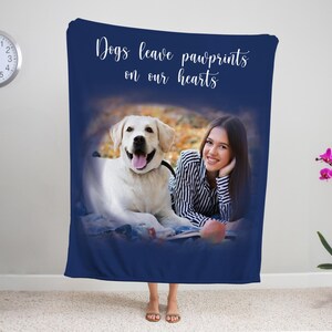 Custom Dog Cat Photo Blanket with Cloud and Oil Painting Effect Personalized Dog Cat Picture Christmas  Birthday Name Blanket Gift for Kids
