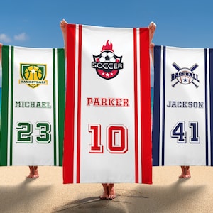 Custom Sports Team LOGO Beach Towel Personalized Baseball Basketball Football Soccer Volleyball School Sport Team Club LOGO Beach Towel Gift