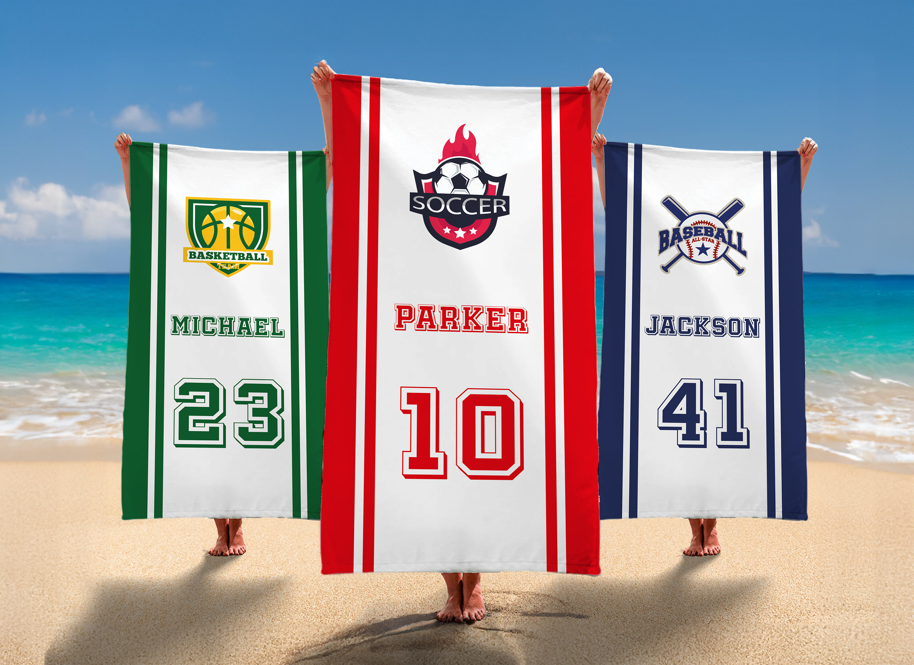 Custom Sports Team LOGO Beach Towel Personalized Baseball Basketball Football Soccer Volleyball School Sport Team Club LOGO Beach Towel Gift