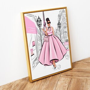Fashion Prints Fashion Wall Art Paris Print Girl Illustration Eiffel ...