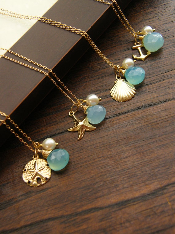 Items similar to Nautical Gold Beach Wedding Jewelry, Keepsake Necklace