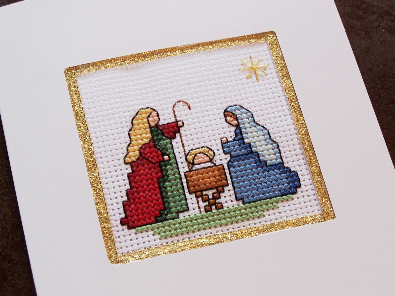 Nativity Cross Stitch Greeting Card Etsy