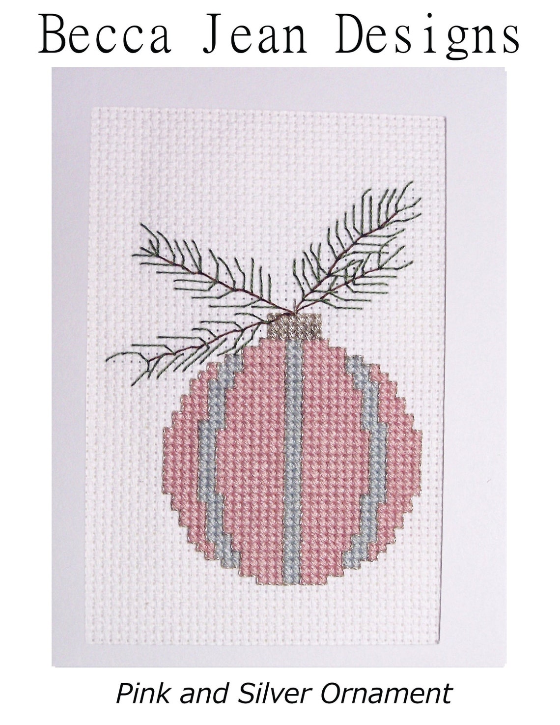 Christmas Ornament Cross Stitch Pattern, PDF Instant Download, Pink and ...