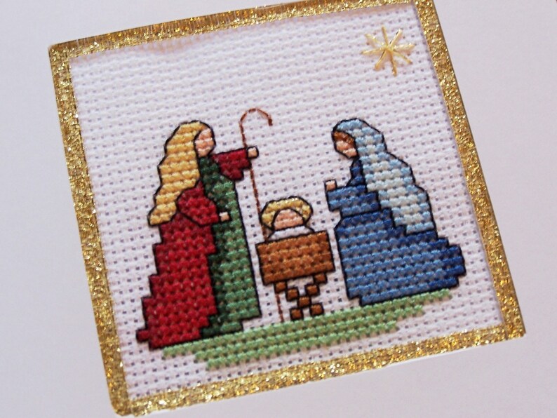 Nativity Cross Stitch Greeting Card Etsy