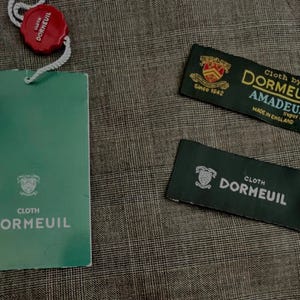 2.93 yds Dormeuil Amadeus Wool Brown Check Suiting Fabric, Made in England.