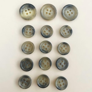Vintage Horn Button Set for Two-Piece Suit - 3 Large (20mm) and 12 Small (14mm) - Classic Blazer & Trousers Buttons