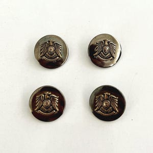 Vintage Military Button Set • 4 Pcs Set • 20mm • Eagle Emblem • Silver Gold Patina • Brass Alloy • Aged Uniform Style