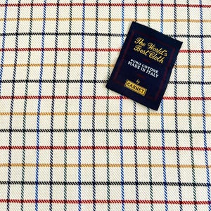 Vintage Heavy Cotton Fabric – 1.97 Yards – Checked Twill