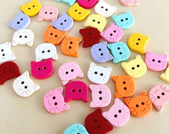 Bottoni a forma di faccia di gatto - 6 pezzi di accessori per cucire a forma di gattino (14 mm)