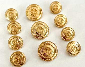Gold Crest Blazer Button Set, 11 Pcs