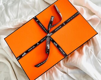 Authentic Hermès Gift Box With Original Ribbon – Vintage Orange