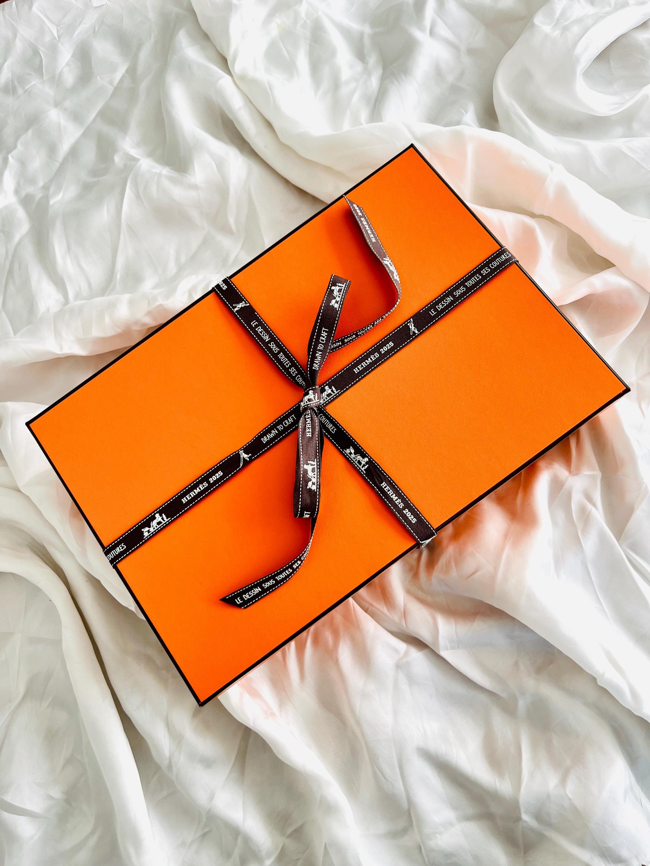 Authentic Hermès Orange Gift Box With Ribbon – Vintage Accessory