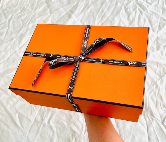 Authentic Hermès Gift Box With Original Ribbon – Vintage Orange