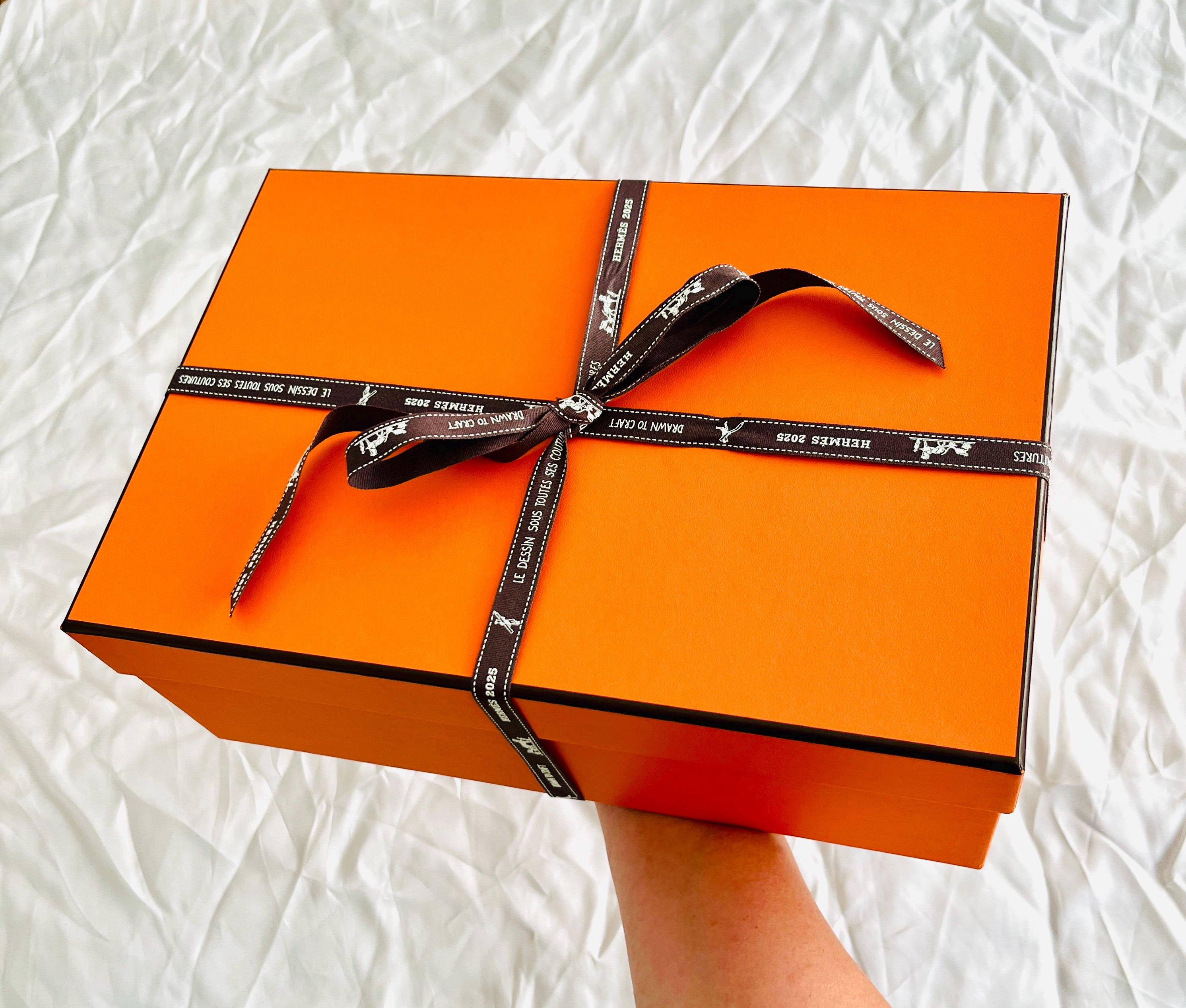 Authentic Hermès Gift Box With Original Ribbon – Vintage Orange