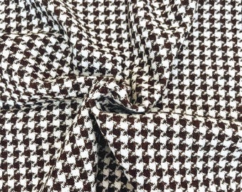 Vintage Brown Houndstooth Wool Fabric  (1.2 yds x 1.4 yds)