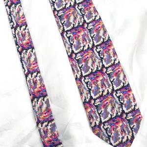 Vintage Carven Silk Tie: Vivid Pattern, Made in France