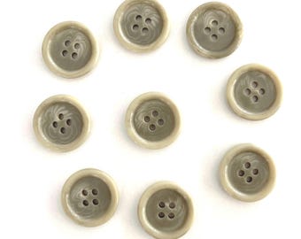 Botones vintage jaspeados en beige y gris: 9 unidades