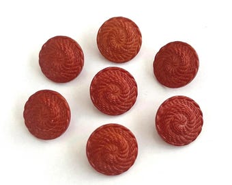 Vintage Burnt Terracotta Plastic Buttons; 7 Pcs