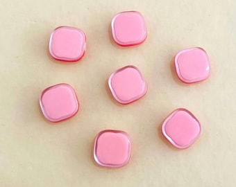 Vintage Pink Square Buttons: 7 Pcs, 1970s Retro Sewing Lot