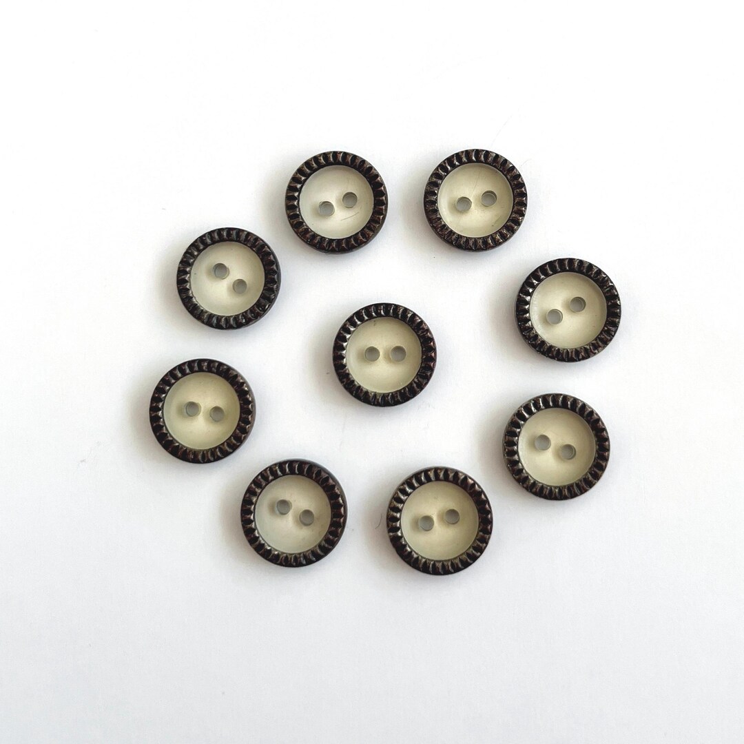 Vintage Metal Rim Buttons: 9 Pcs, Translucent Center Jacket Blazer ...