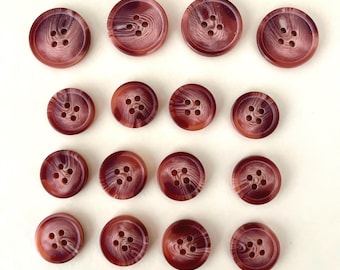 ヴィンテージ風マーブル模様のブラウンボタン24個：23mm×18mm（サイズ