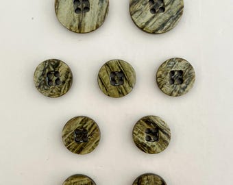 Lot De 9 Boutons Vintage Vert Marbré Haut De Gamme - 1,9 Cm, Référence 623