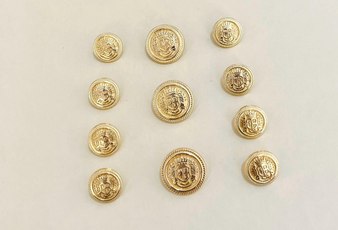 Royal Gold Metal Crest Buttons: Matte Finish, Set of 11 - Etsy