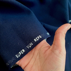 1 yds Dark Navy Blue Super Wool Heavy Fabric, Made in Turkiye.