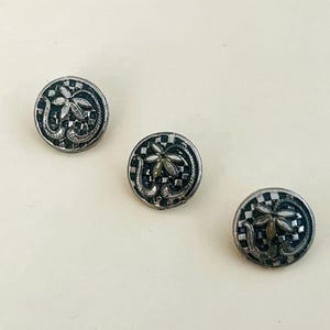 Vintage Silver Shank Buttons • 1950s - 60s Elegant Set • 14mm x 3 Set