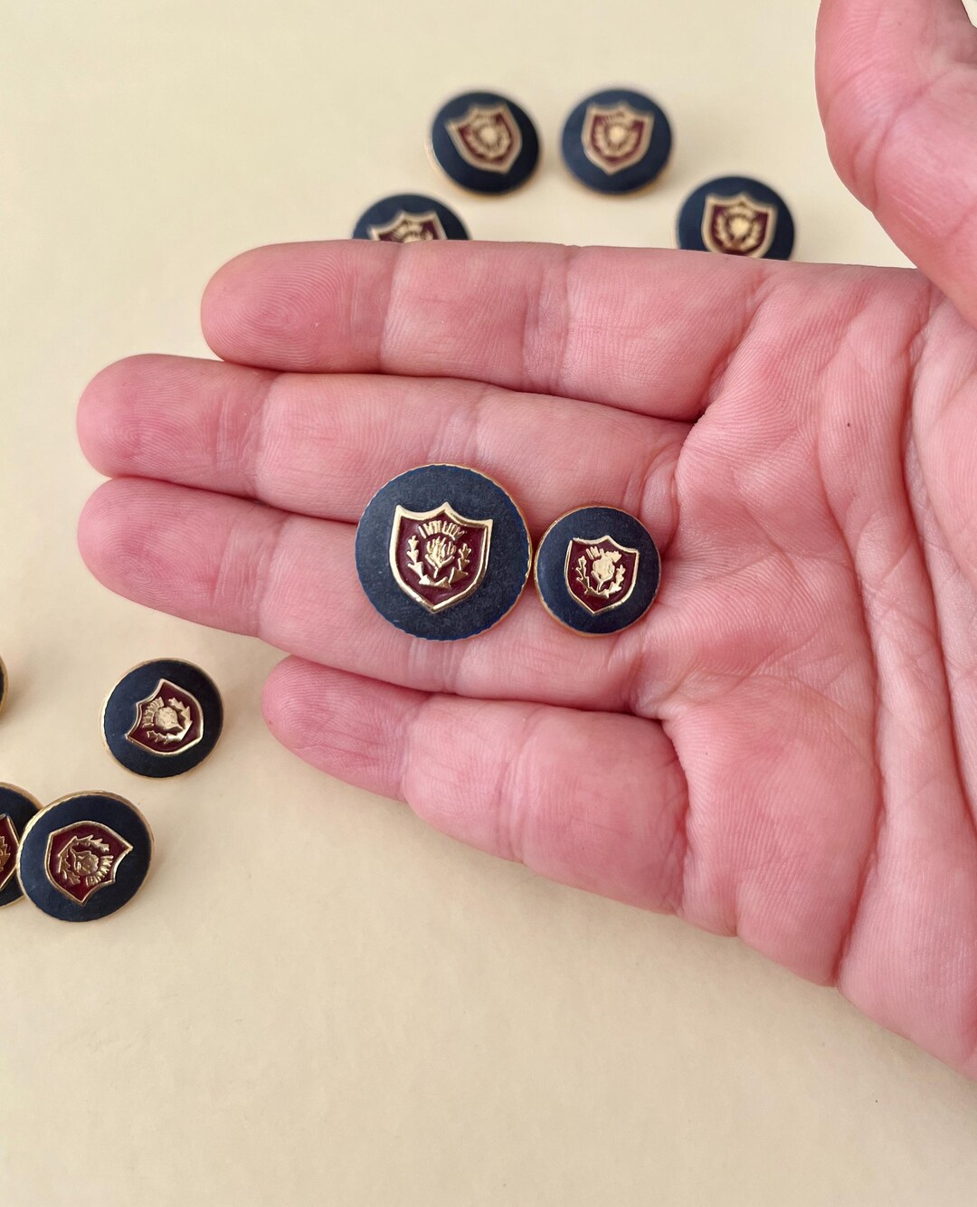 Vintage Military Crest Buttons: Blue Enamel Gold Detail - 12 Pcs - Etsy