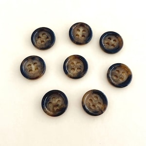 Vintage Marbled Brown Green Buttons: 8 Pcs