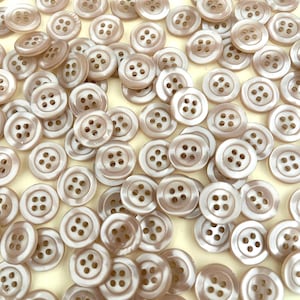 Mother of Pearl Shirt Buttons - 14mm Beige Vintage Style 4 Hole Sewing Buttons for Blazers, Shirts, Coats - Set of 6 / 8 / 12