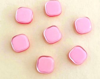 Vintage babyrosa glansiga knappar – 7 st, 16 mm skaftknappar för koftor, klänningar och sömnad