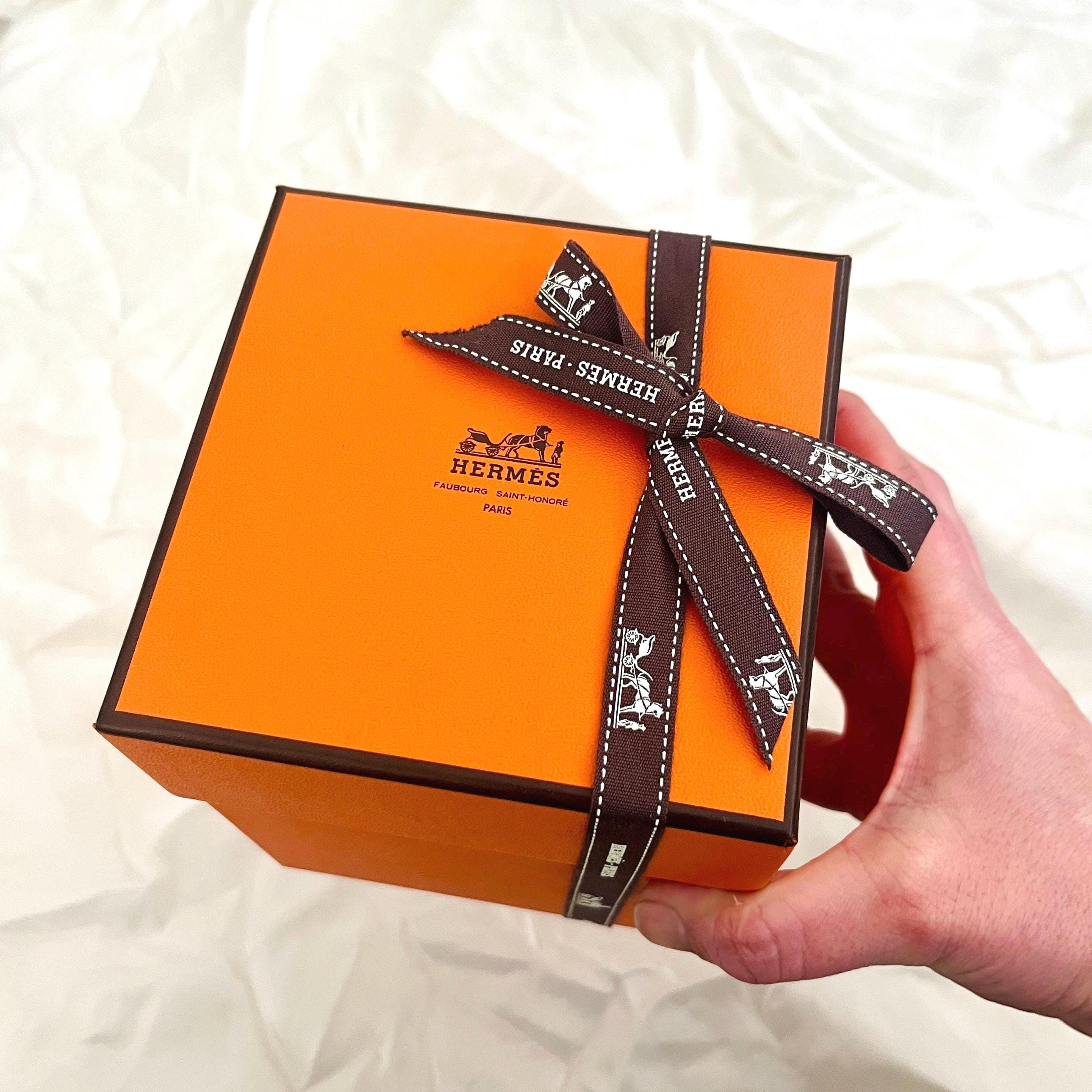 Authentic Hermès Orange Cube Gift Box With Ribbon – Luxury