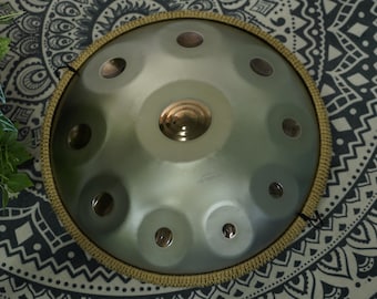 Handpan Dusk Gold 10 Notes D Minor with Handcrafted Polished Gold Plating