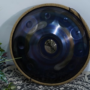 D Minor Handpan Drum: Deep Sea Blue Nitrided Steel, 10 Notes