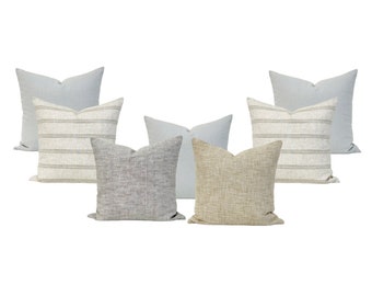 Sectional Pillow Combo //  Set of 7 // Misty Blue // Coastal Collection // Pillow Covers