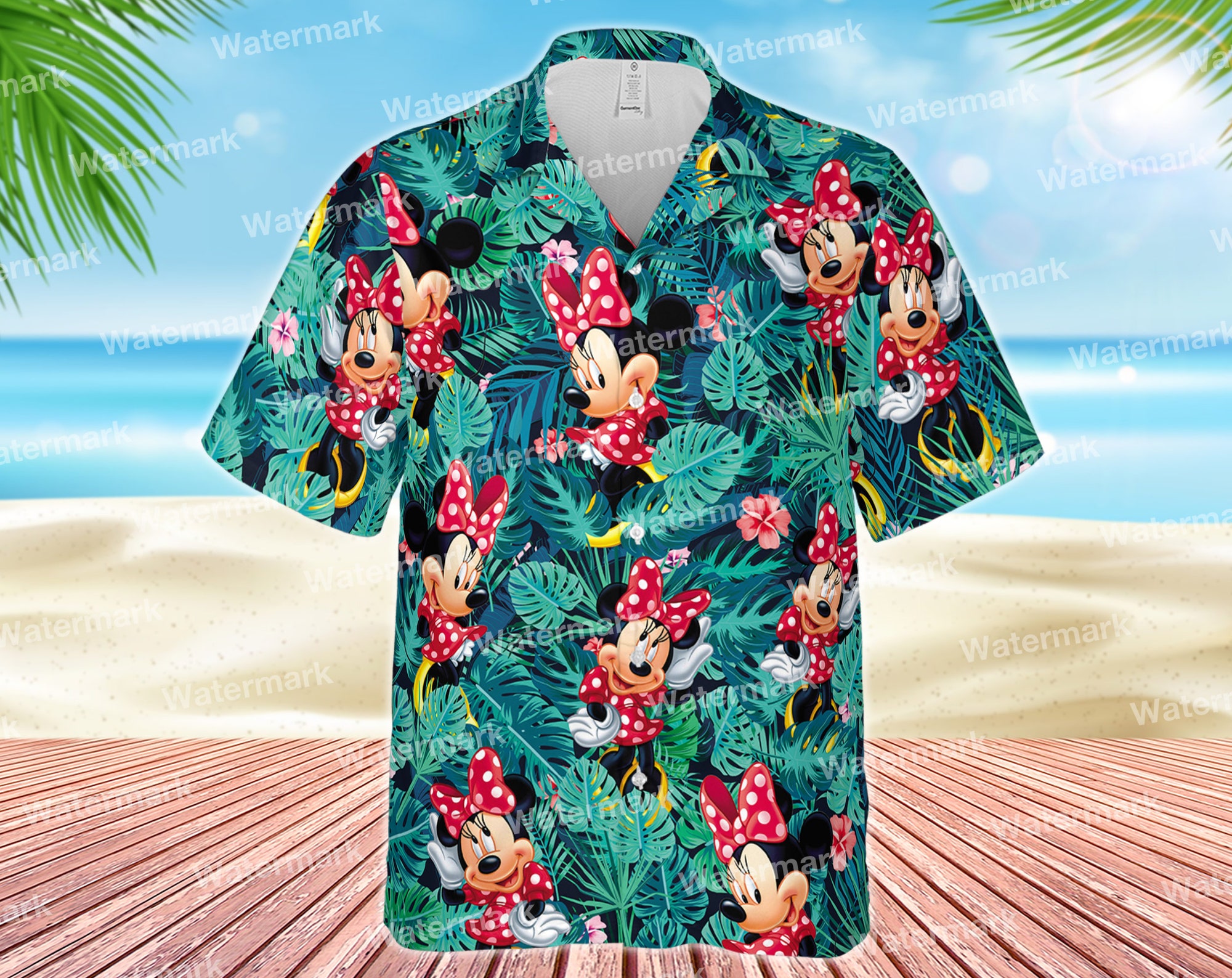 Minnie mouse floral hawaiian shirt