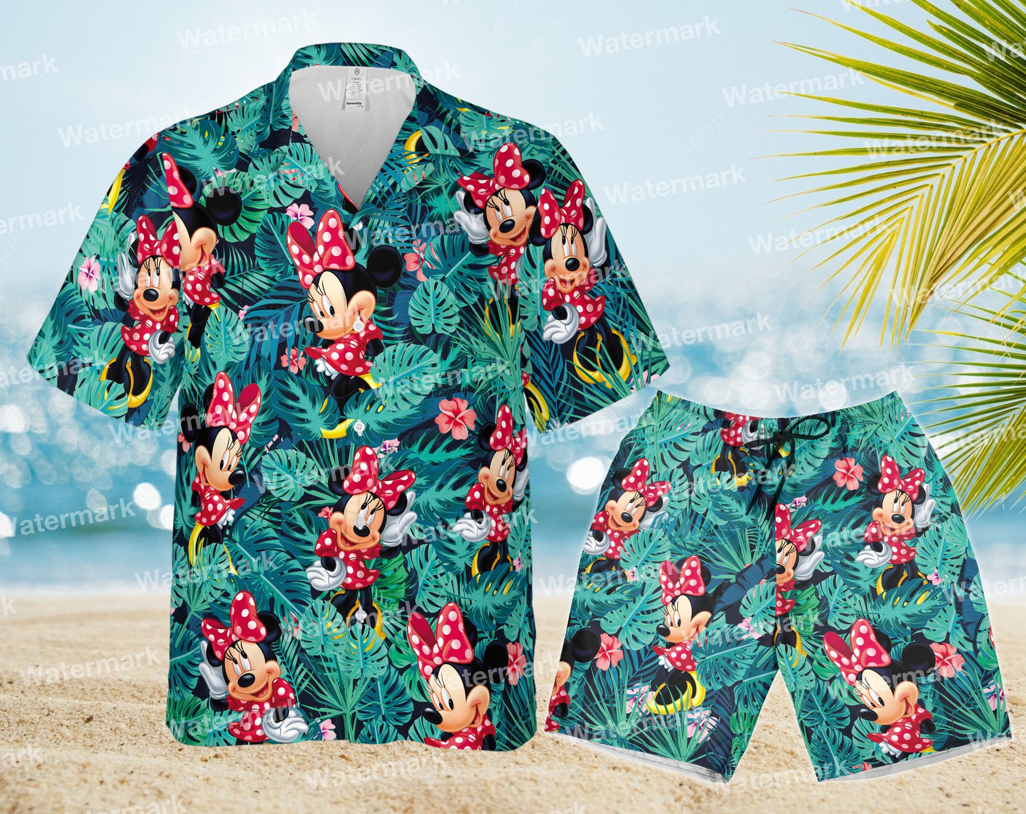 Minnie mouse floral hawaiian shirt