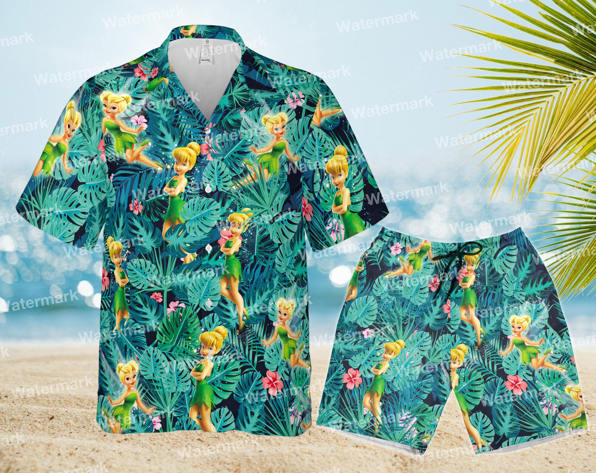 Tinker bell floral hawaiian shirt