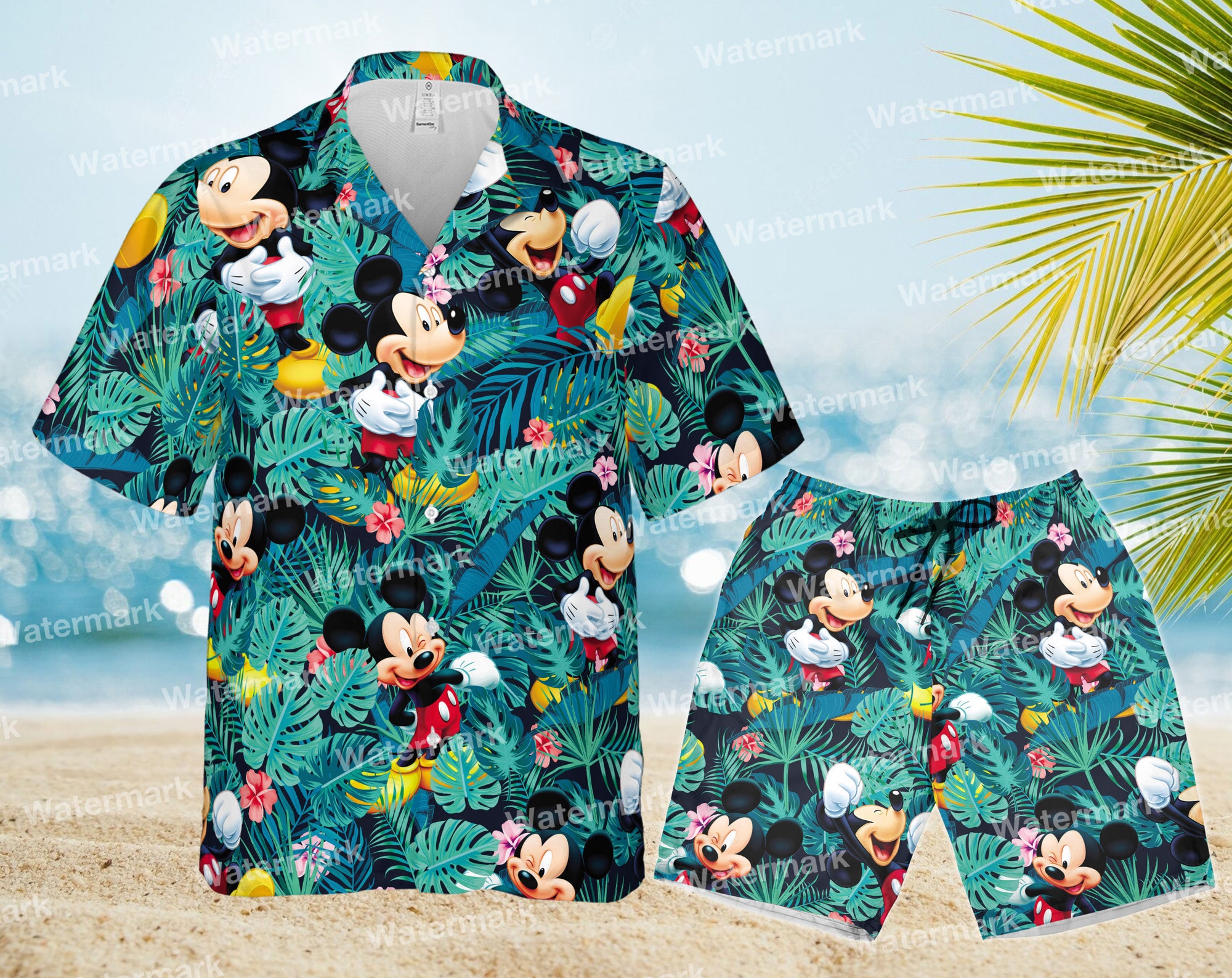 Discover Mickey mouse floral hawaiian shirt