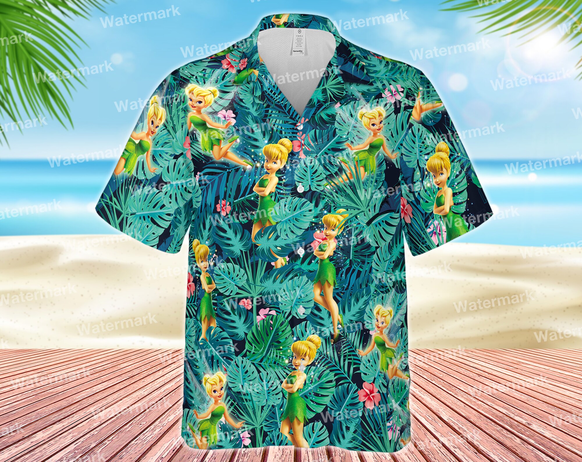 Tinker bell floral hawaiian shirt