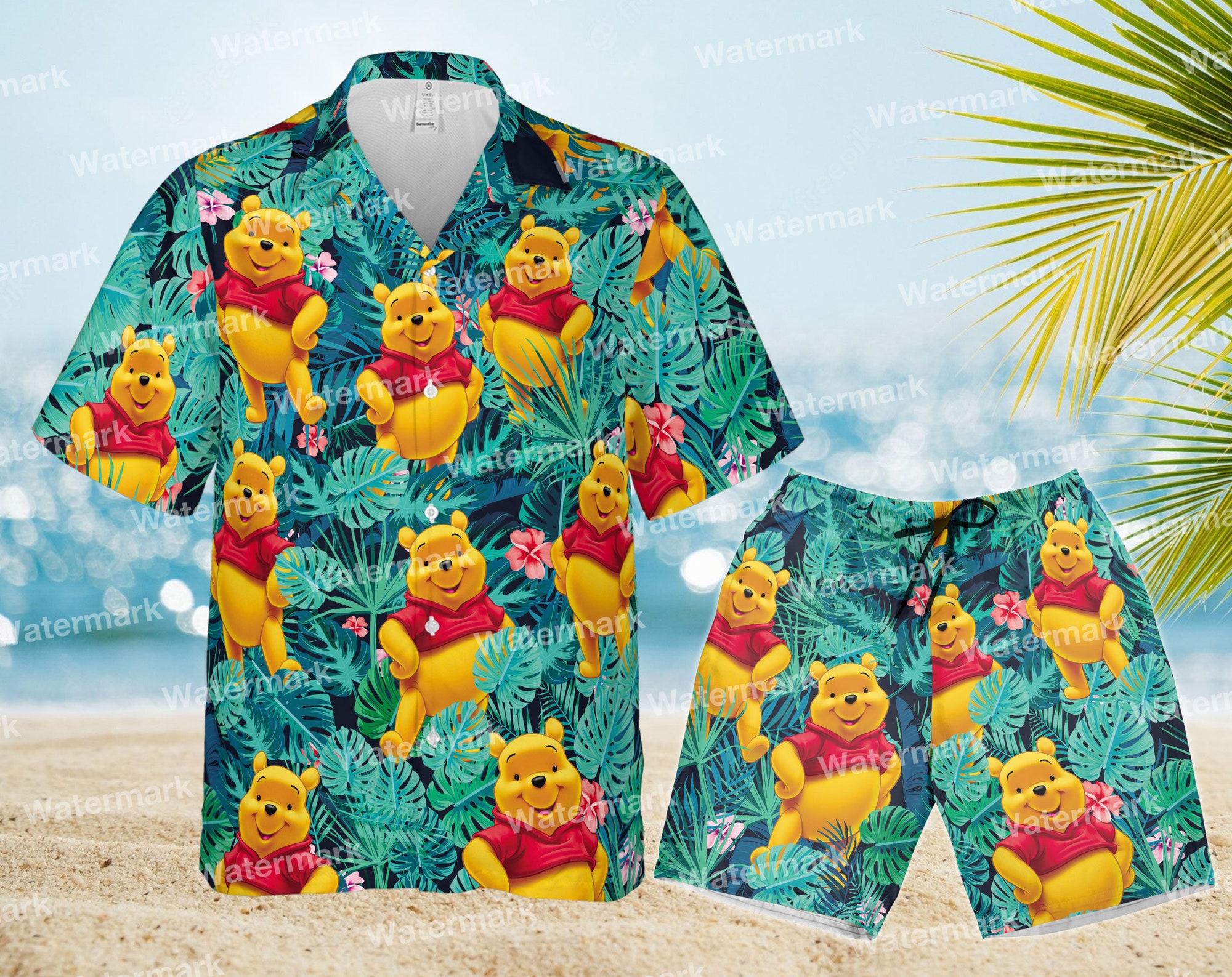 Discover Pooh floral hawaiian shirt