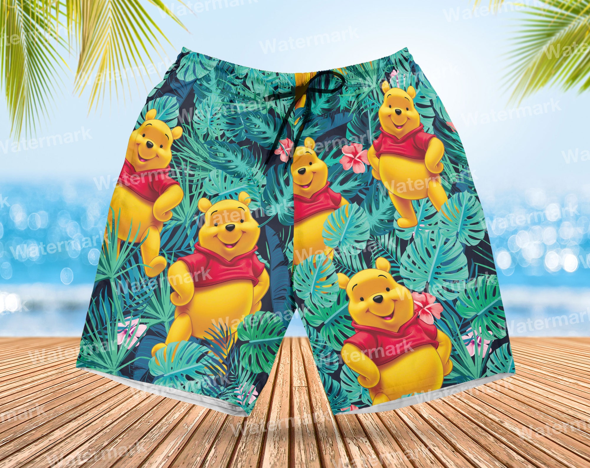 Pooh floral hawaiian shirt