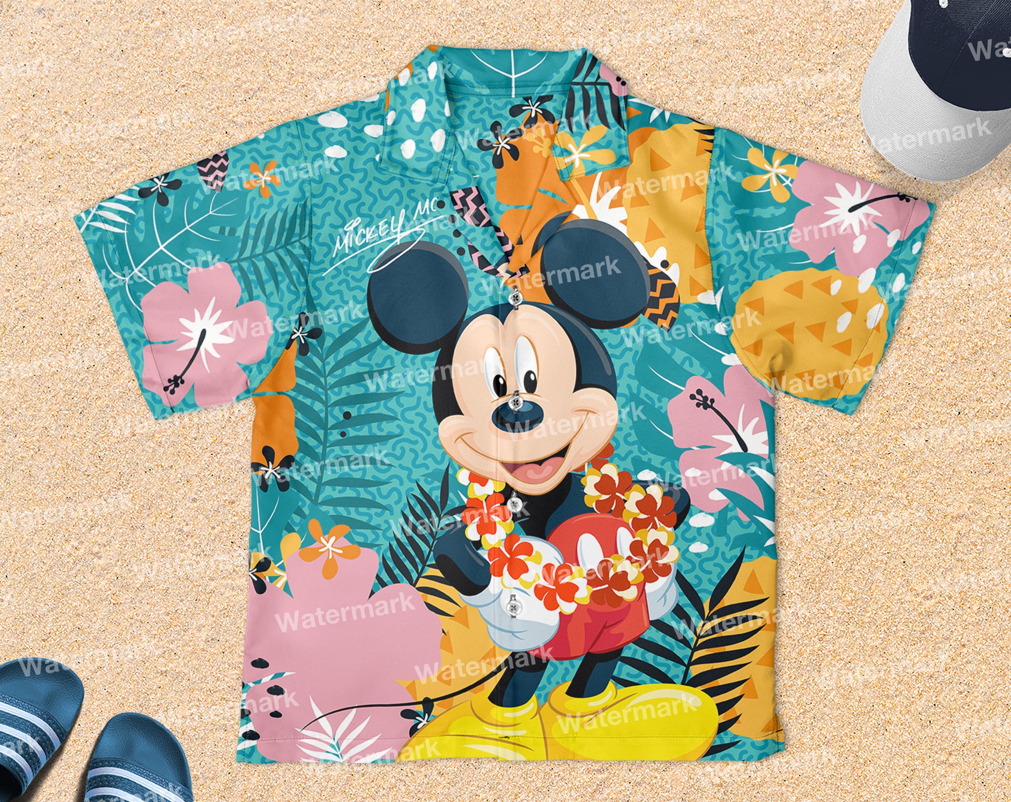 Florales Mickey Mouse Hawaiian Shirt Florales Mickey Mouse Hawaiian Shirt